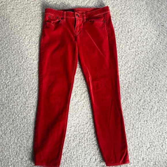J.Crew size 27 Red Velour Toothpick Jeans - Picture 2 of 6